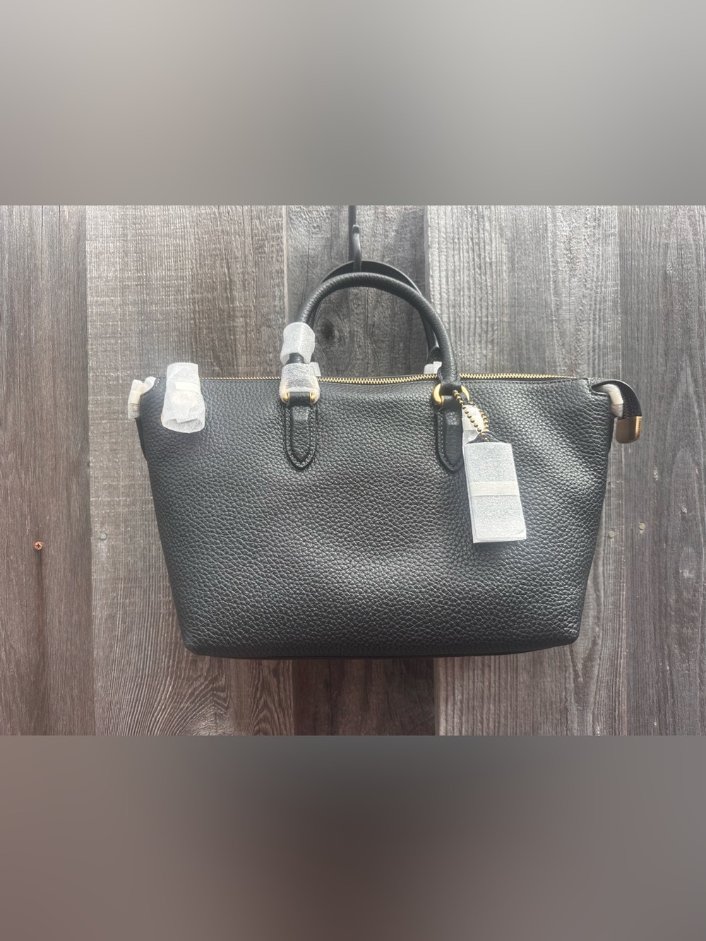 Coach Cara Satchel NWT CE741 Black Pebble